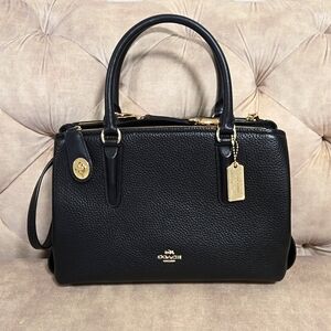 Coach satchel/bag/purse, black leather. Made in Philippines.